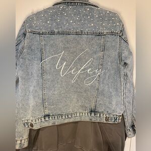 Heirloom Bridal Women's Blue Denim "Wifey" Jacket, Size S, EUC